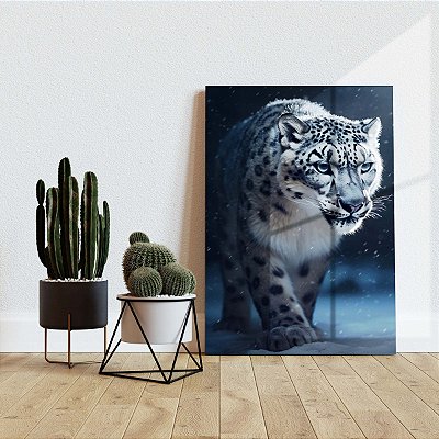 Quadro Decorativo Canvas Animal Selvagem Leopardo de Olhos Azuis Vertical