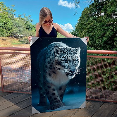 Quadro Decorativo Canvas Animal Selvagem Leopardo de Olhos Azuis Vertical