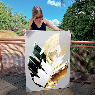 Quadro Decorativo Canvas Composição Moderna de Folhagens Vertical