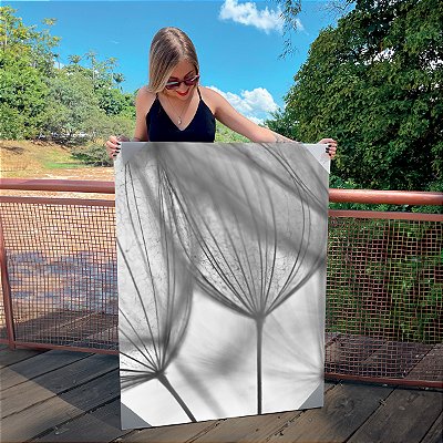 Quadro Decorativo Canvas Dente de Leão Preto e Branco Vertical