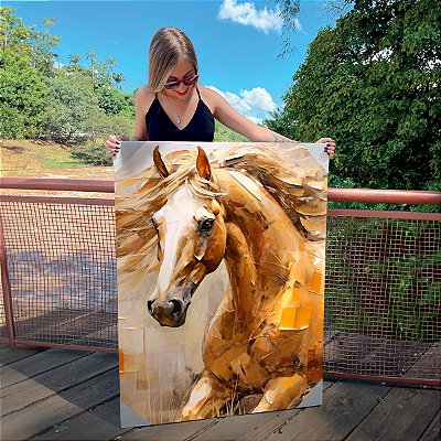 Quadro Decorativo Canvas Animal Face de um Cavalo Caramelo Vertical
