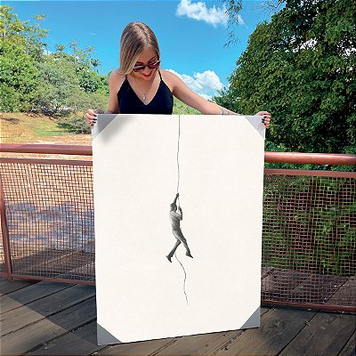 Quadro Decorativo Canvas Arte Abstrata de Homem Escalando Vertical