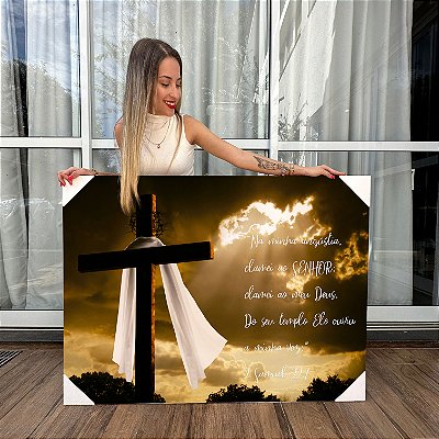Quadro Decorativo Canvas Religioso Trecho Bíblico 2 Samuel 22:7 Horizontal