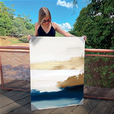 Quadro Decorativo Canvas Composição Abstrata de tons neutros e azul marinho III Vertical