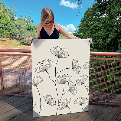 Quadro Decorativo Canvas Folhas Minimalistas Ginkgo Biloba Vertical
