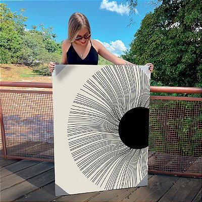 Quadro Decorativo Canvas Linhas Circulares Minimalistas Vertical