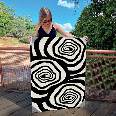 Quadro Decorativo Canvas Composição Abstrata de Linhas Circulares Vertical