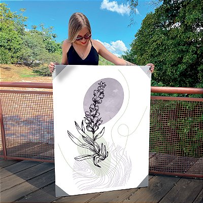 Quadro Decorativo Canvas Composição de Flores em traços Minimalistas II Vertical