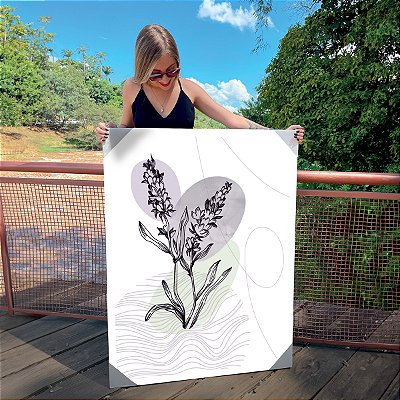Quadro Decorativo Canvas Composição de Flores em traços Minimalistas III Vertical