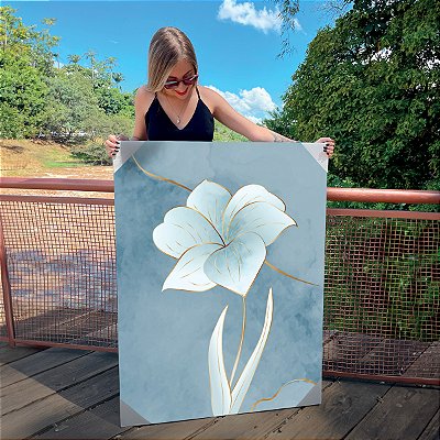 Quadro Decorativo Canvas Floral Flor Azul Royal I Vertical