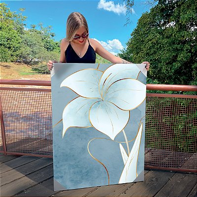 Quadro Decorativo Canvas Floral Flor Azul Royal II Vertical