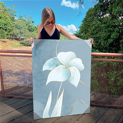 Quadro Decorativo Canvas Floral Flor Azul Royal III Vertical