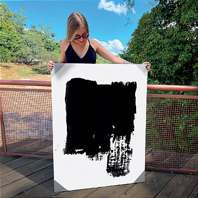 Quadro Decorativo Canvas Composição Abstrata de Cor Preta Vertical