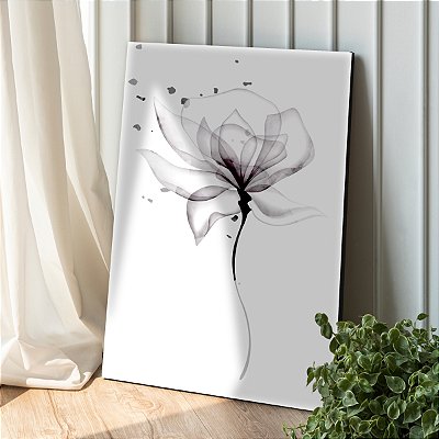 Quadro Decorativo Canvas Floral Flor Preto e Branco em Raio X I Vertical