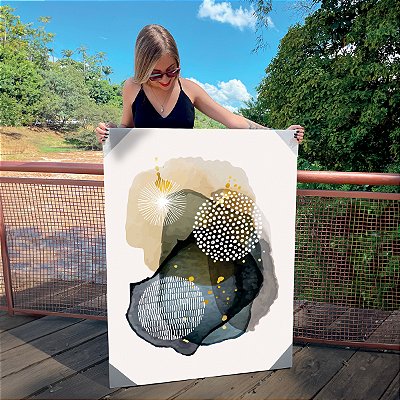 Quadro Decorativo Canvas Arte Asbtrata com Manchas Orgânicas III Vertical