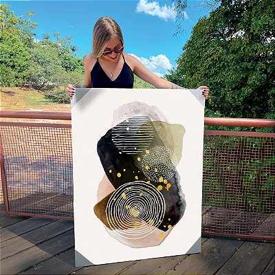 Quadro Decorativo Canvas Arte Asbtrata com Manchas Orgânicas IV Vertical