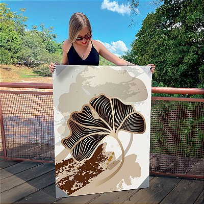 Quadro Decorativo Canvas Composição de Folhas Minimalistas em tons escuros Vertical
