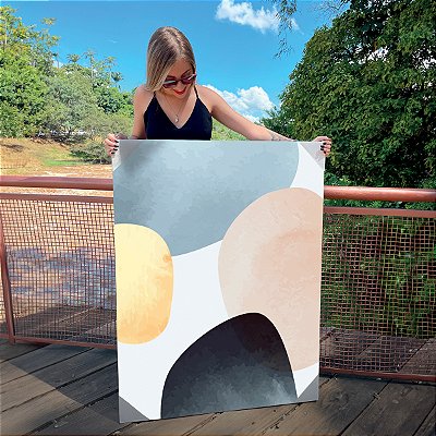 Quadro Decorativo Canvas Composição Abstrata de Esferas Irregulares Coloridas Vertical