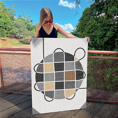 Quadro Decorativo Canvas Arte Abstrata Formas Geométricas Circular Vertical