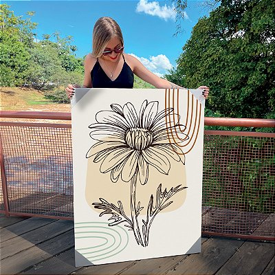 Quadro Decorativo Canvas Flor Girassol Minimalista Vertical