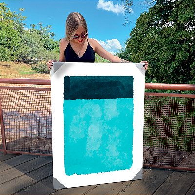 Quadro Decorativo Canvas Composição Abstrata de Duas Faixas Horizontais Azuis Vertical