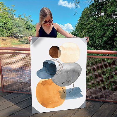Quadro Decorativo Canvas Composição Abstrata de Pintura De Diferentes Formas e Cores II Vertical