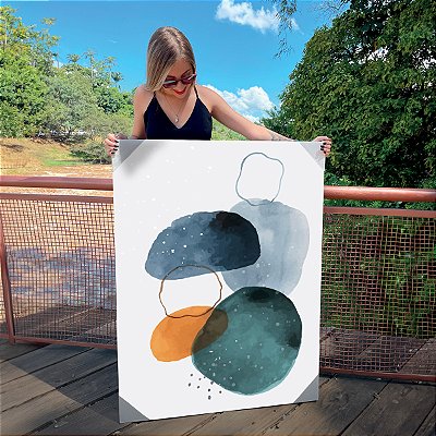 Quadro Decorativo Canvas Composição Abstrata de Pintura De Diferentes Formas e Cores III Vertical