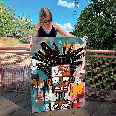 Quadro Decorativo Canvas Street Art Menino com cabelo Black Power Vertical