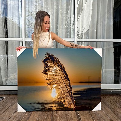 Quadro Decorativo Canvas Paisagem Penas com Fundo na Praia Horizontal