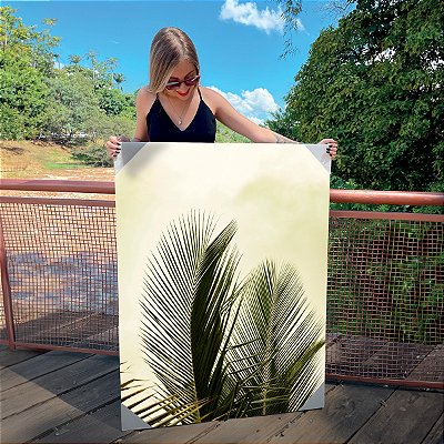 Quadro Decorativo Canvas Paisagem Folhas de Palmeiras Vertical