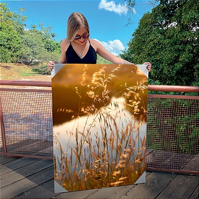 Quadro Decorativo Canvas Paisagem Lago Entardecer Vertical