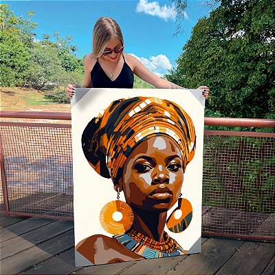 Quadro Decorativo Canvas Africana Mulher Beleza Feminina Vertical