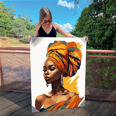 Quadro Decorativo Canvas Africana Mulher Beleza Feminina Vertical