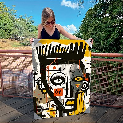 Quadro Decorativo Canvas Arte de Rua Rosto De Menino Street Art Vertical