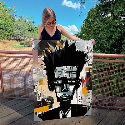 Quadro Decorativo Canvas Arte de Rua Rosto De Menino Street Art Vertical