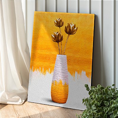 Quadro Decorativo Canvas Vaso de Flores Abstrato Vertical