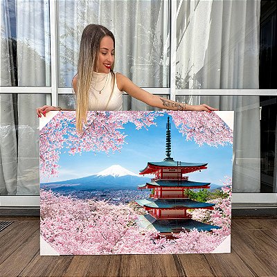 Quadro Decorativo Canvas Paisagem Pagoda Chureito Vertical