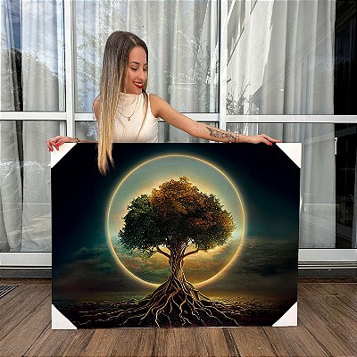 Quadro Decorativo Canvas Paisagem Árvore da Vida com Raízes Expostas Horizontal