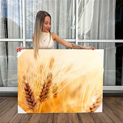 Quadro Decorativo Canvas Duas Palhas de Trigo em Detalhes Horizontal