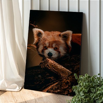 Quadro Decorativo Canvas Animal Panda Vermelho Vertical