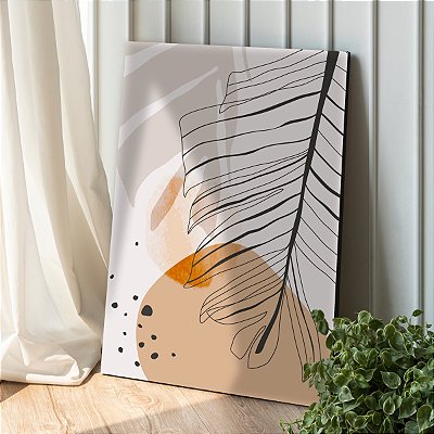 Quadro Decorativo Canvas Folhas Costela de Adão Abstrato Minimalista Vertical