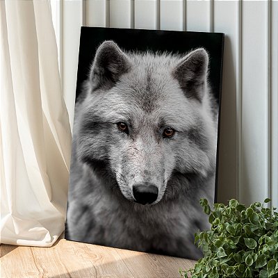Quadro Decorativo Canvas Animal Selvagem Lobo Branco Vertical