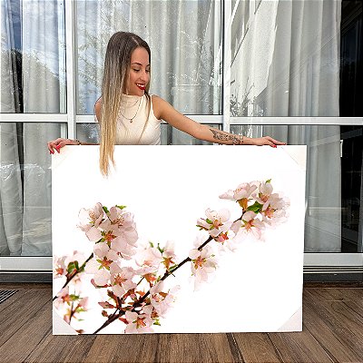 Quadro Decorativo Canvas Floral Ramos de Flores de Orquídeas em Detalhes Horizontal