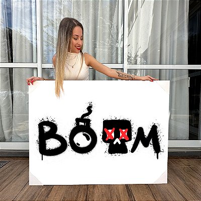 Quadro Decorativo Canvas Street Art Com Palavra Boom Horizontal