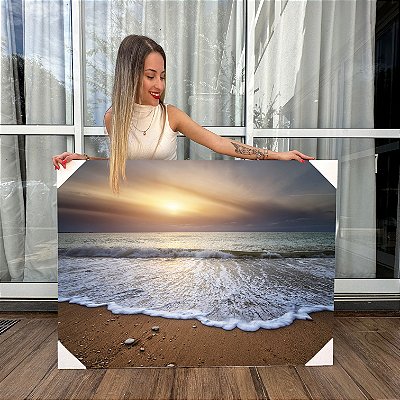 Quadro Decorativo Canvas Paisagem Por do Sol na Praia Horizontal