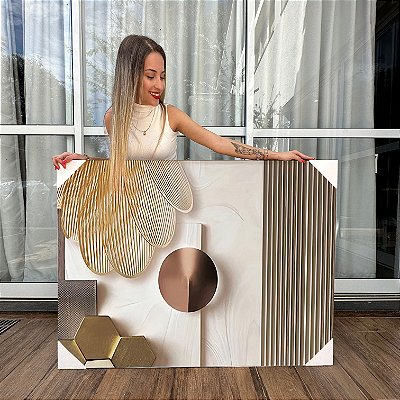 Quadro Decorativo Canvas Abstrato Moderno Horizontal