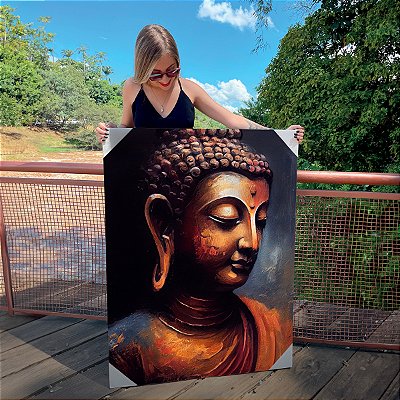 Quadro Decorativo Canvas Religioso Buda Rosto Abstrato Vertical