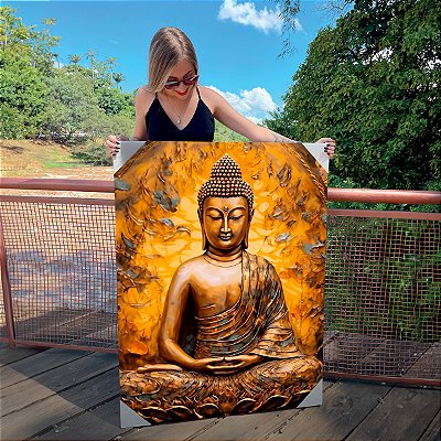 Quadro Decorativo Canvas Religioso Buda Abstrato Vertical