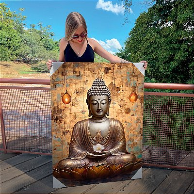 Quadro Decorativo Canvas Religioso Buda Segurando Flor Vertical