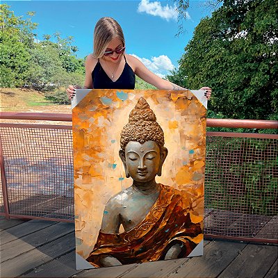 Quadro Decorativo Canvas Religioso Buda Abstrato Vertical